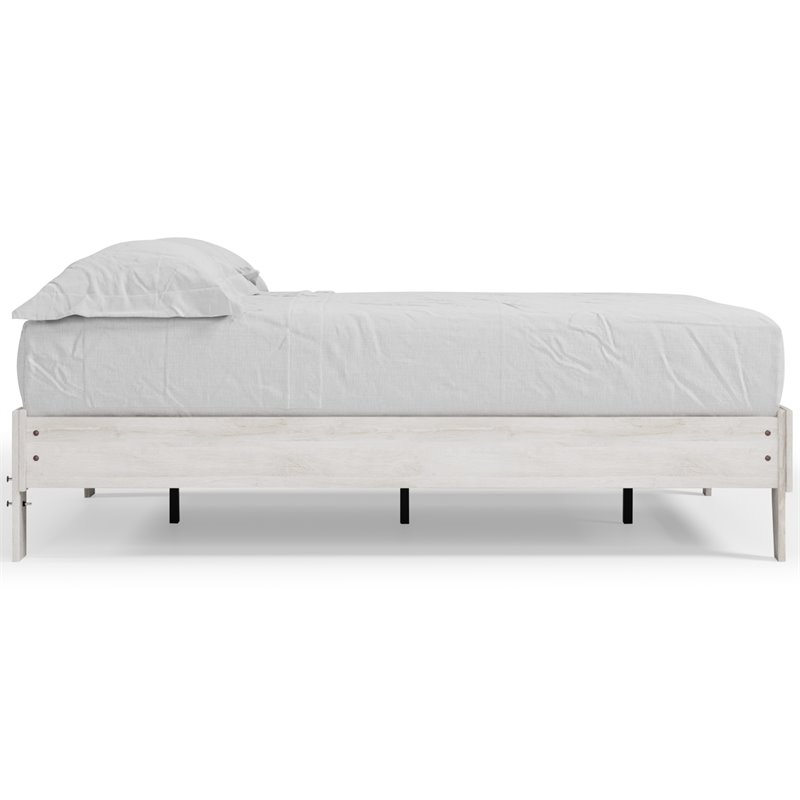 Home Square 2-Piece Set of Full size Panel Headboard & Platform Bed in White