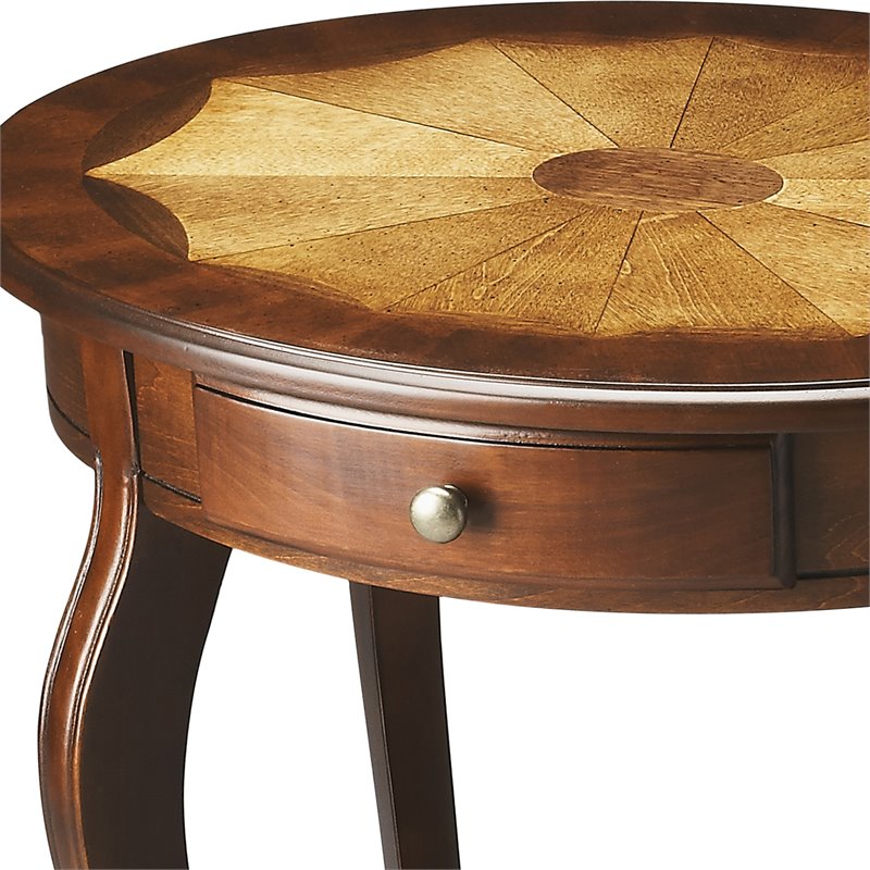 Home Square Specialty Oval Accent Table in Cherry Finish - Set of 2