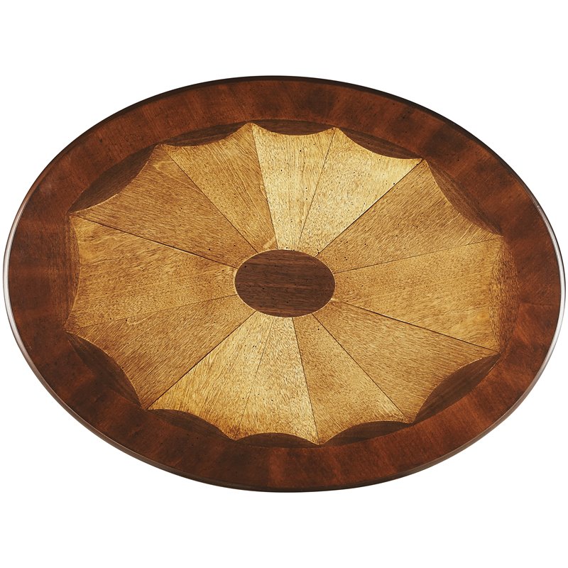 Home Square Specialty Oval Accent Table in Cherry Finish - Set of 2