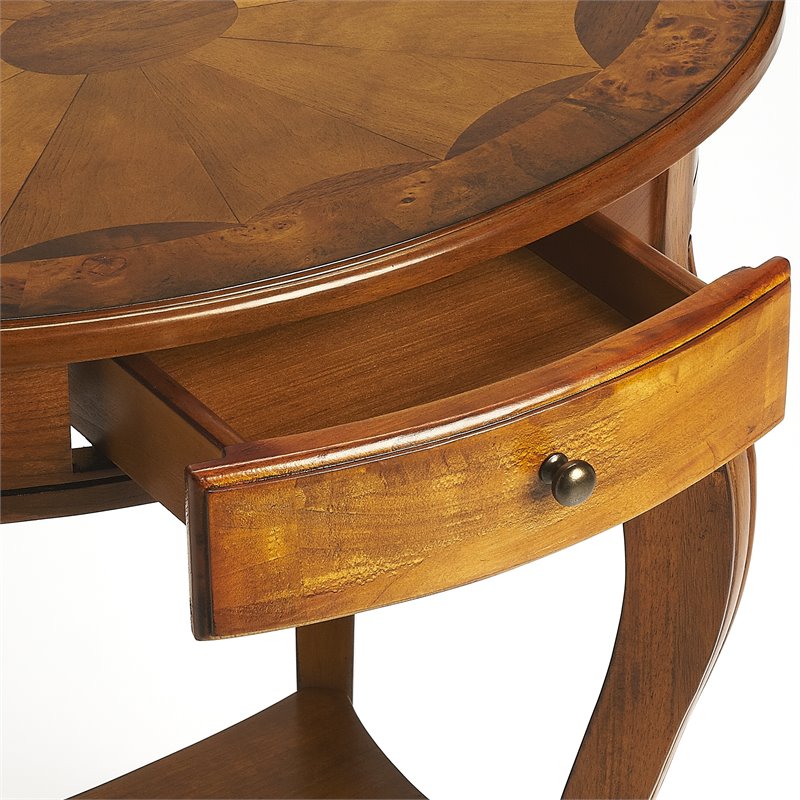 Home Square Specialty Oval Accent Table in Olive Ash Burl - Set of 2