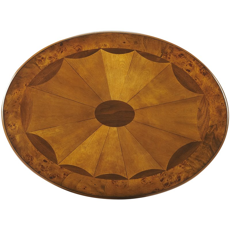 Home Square Specialty Oval Accent Table in Olive Ash Burl - Set of 2