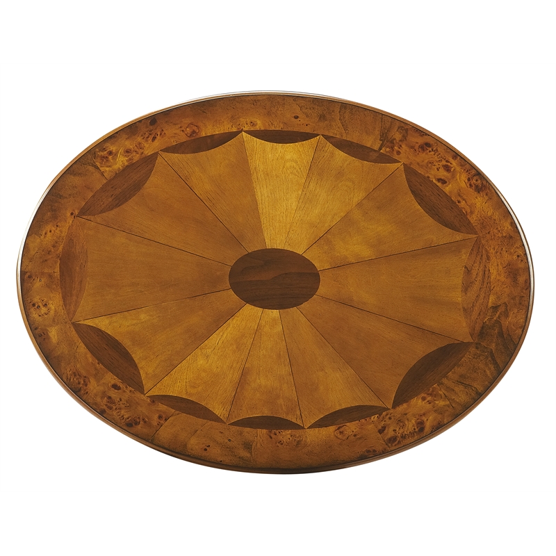 Home Square Specialty Oval Accent Table in Olive Ash Burl - Set of 2