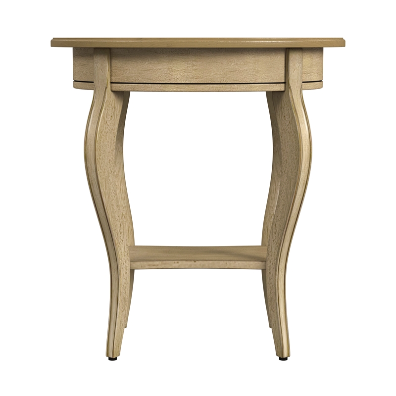 Home Square Specialty Oval Wood Accent Table in Antique Beige - Set of 2
