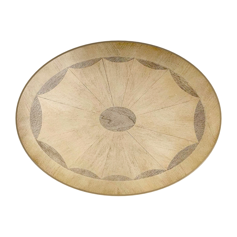 Home Square Specialty Oval Wood Accent Table in Antique Beige - Set of 2