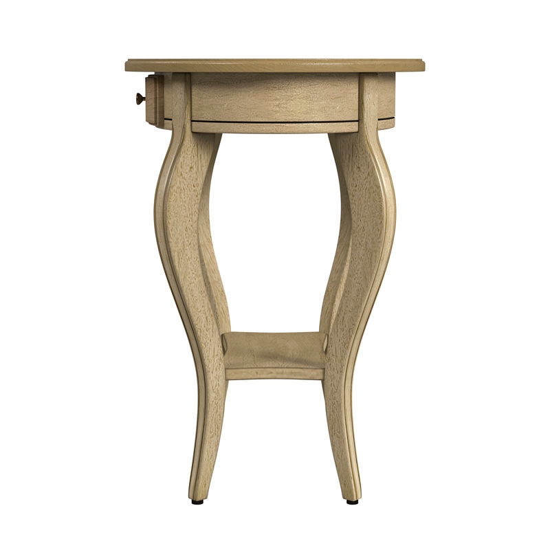Home Square Specialty Oval Wood Accent Table in Antique Beige - Set of 2