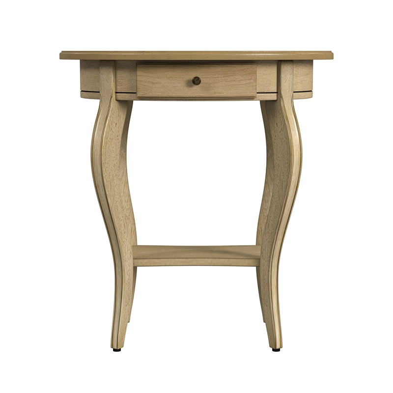 Home Square Specialty Oval Wood Accent Table in Antique Beige - Set of 2