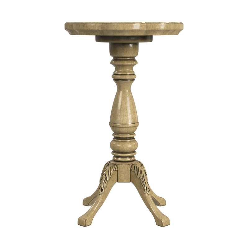 Home Square Scalloped Edge Accent Table in Antique Beige - Set of 2