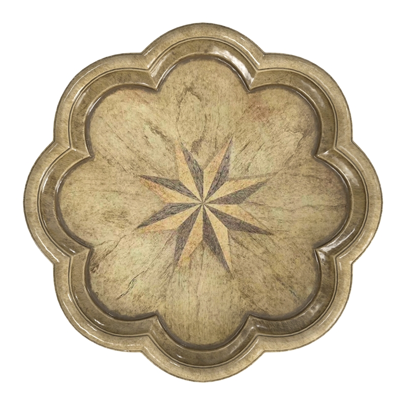 Home Square Scalloped Edge Accent Table in Antique Beige - Set of 2