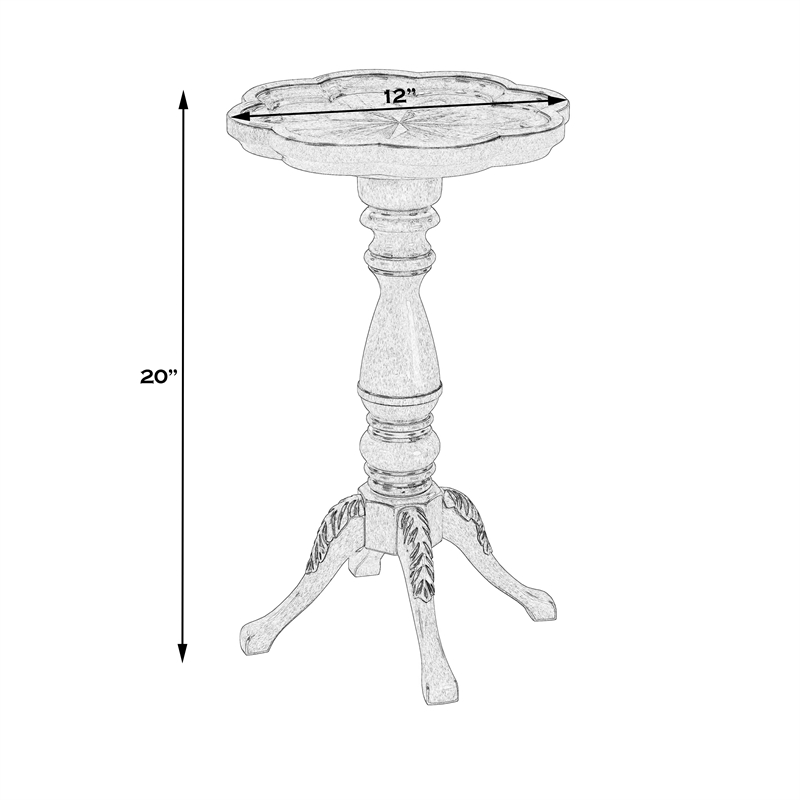 Home Square Scalloped Edge Accent Table in Antique Beige - Set of 2
