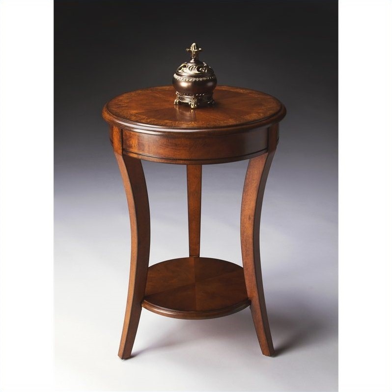 Home Square Specialty Holden Accent Table in Olive Ash Burl - Set of 2