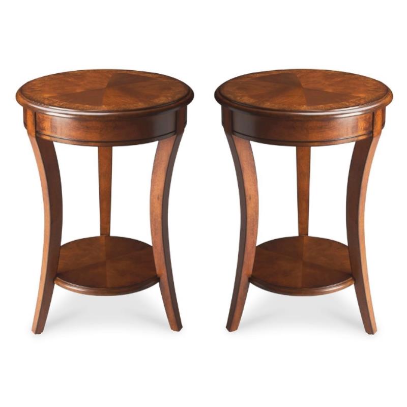 Home Square Specialty Holden Accent Table in Olive Ash Burl - Set of 2