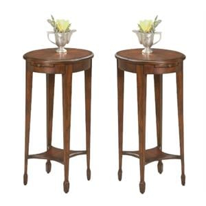 Home Square Oval Accent Table in Plantation Cherry - Set of 2