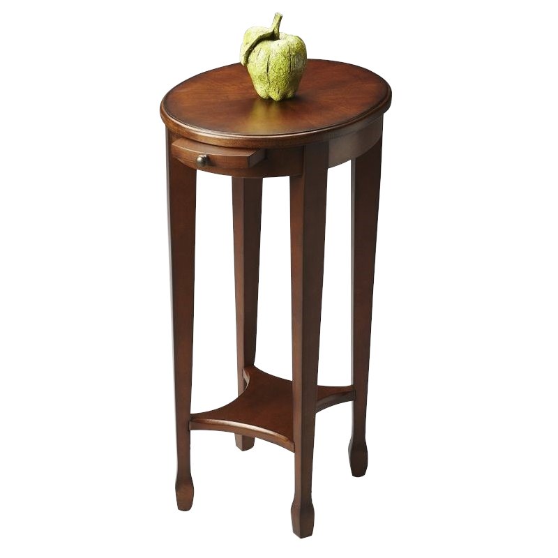 Home Square Masterpiece Oval Accent Table in Chestnut Burl - Set of 2