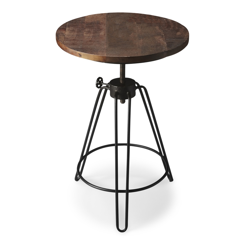 Home Square Metal & Wood Accent Table in Black Base - Set of 2