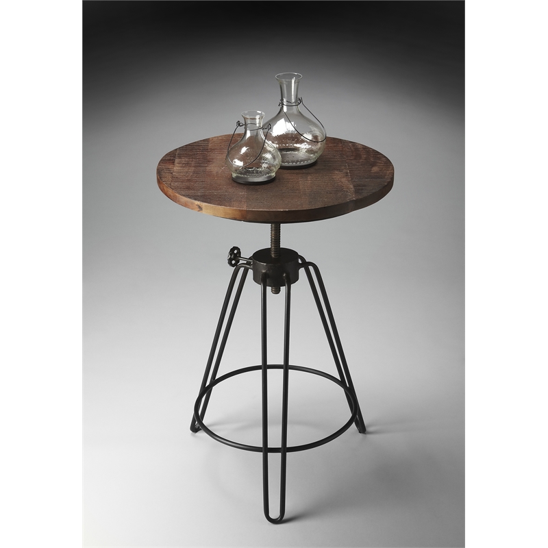 Home Square Metal & Wood Accent Table in Black Base - Set of 2