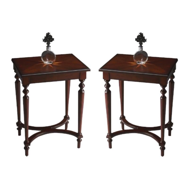Home Square Traditional Accent Table in Plantation Cherry - Set of 2