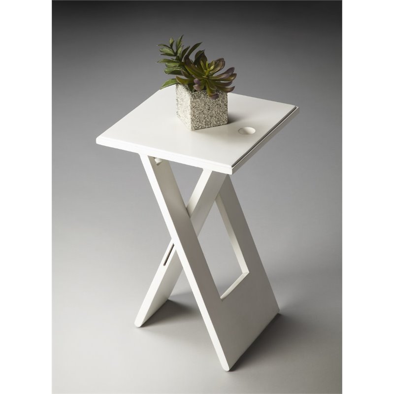 Home Square Loft Square Folding End Table in White - Set of 2
