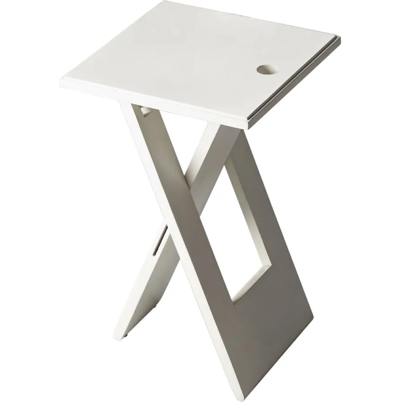 Home Square Loft Square Folding End Table in White - Set of 2