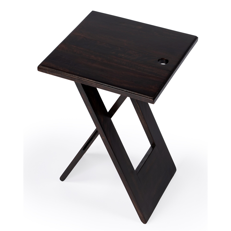 Home Square Hammond Mango Wood Folding Table in Coffee - Set of 2