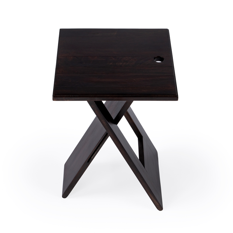 Home Square Hammond Mango Wood Folding Table in Coffee - Set of 2