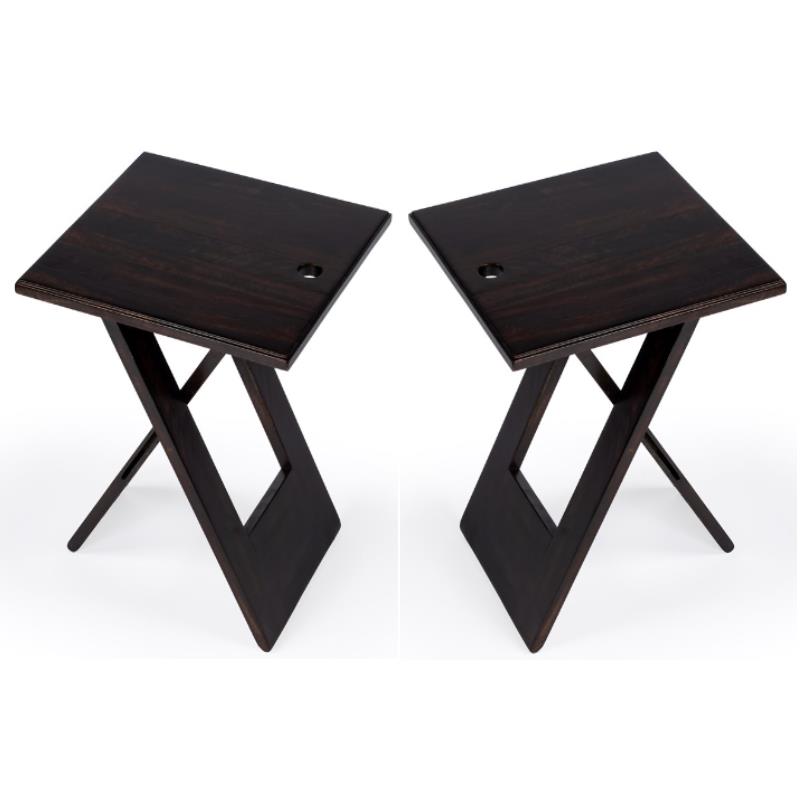 Home Square Hammond Mango Wood Folding Table in Coffee - Set of 2