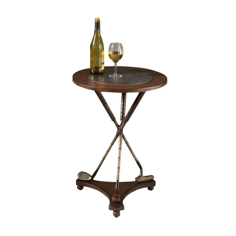 Home Square Transitional Round Accent Table in Heritage - Set of 2