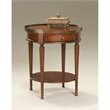 Home Square Transitional Round Accent Table in Plantation Cherry - Set of 2