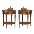 Home Square Transitional Round Accent Table in Plantation Cherry - Set of 2