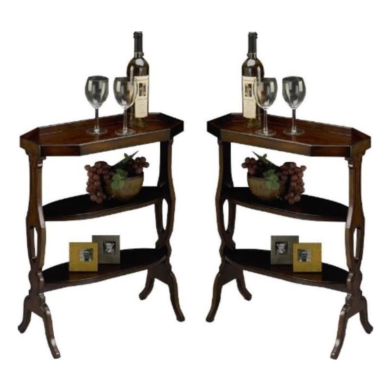 Home Square Accent Table in Plantation Cherry Finish - Set of 2