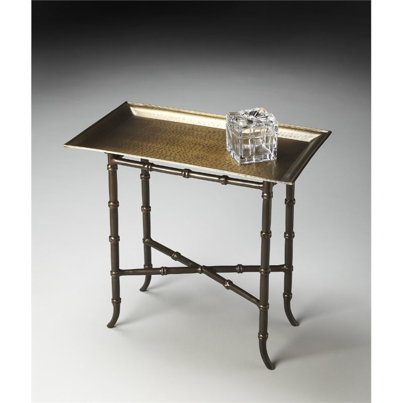 Home Square Rectangular Aluminum Accent Table in Bronze Finish - Set of 2