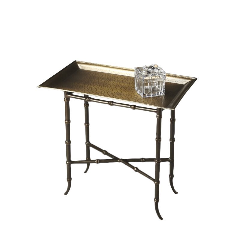 Home Square Rectangular Aluminum Accent Table in Bronze Finish - Set of 2