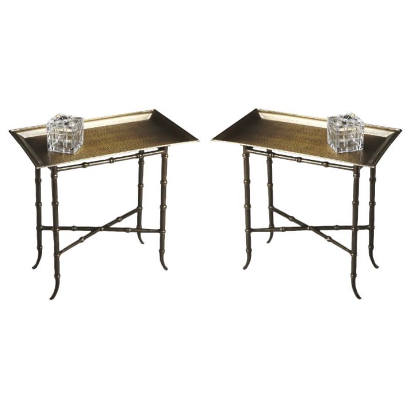 Home Square Rectangular Aluminum Accent Table in Bronze Finish - Set of 2