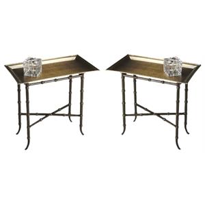 Home Square Rectangular Aluminum Accent Table in Bronze Finish - Set of 2