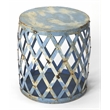 Home Square Transitional Round Iron Bunching Table in Blue - Set of 2