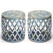 Home Square Transitional Round Iron Bunching Table in Blue - Set of 2