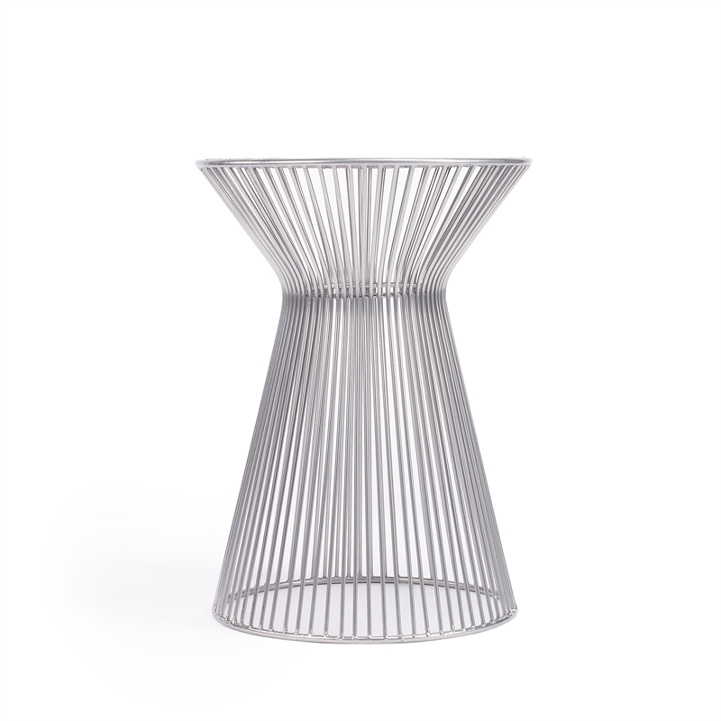 Home Square Traditional Metal End Table in Silver Finish - Set of 2