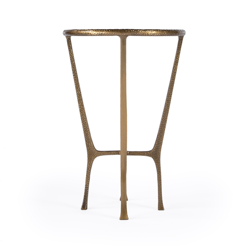 Home Square Contemporary Marble & Aluminum Side Table in Gold - Set of 2