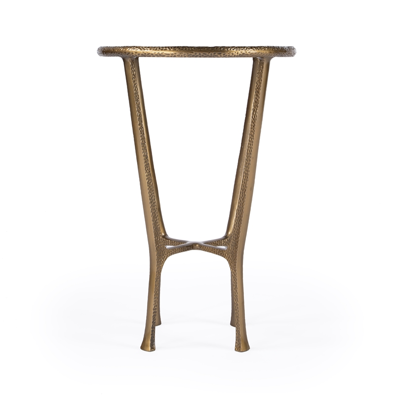 Home Square Contemporary Marble & Aluminum Side Table in Gold - Set of 2