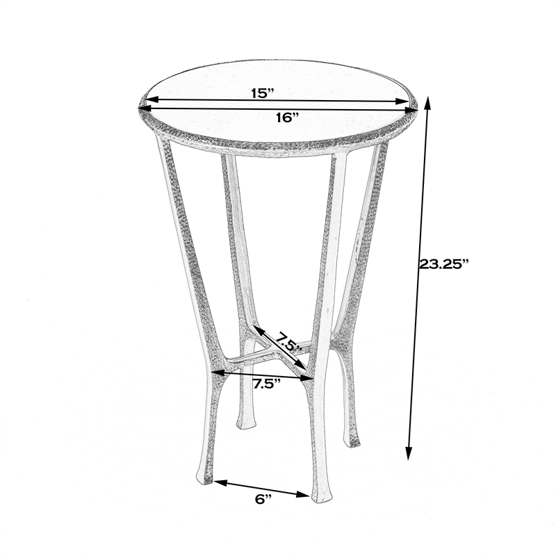 Home Square Contemporary Marble & Aluminum Side Table in Gold - Set of 2