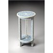 Home Square Traditional Bone Inlay Accent Table in Blue - Set of 2