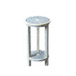 Home Square Traditional Bone Inlay Accent Table in Blue - Set of 2