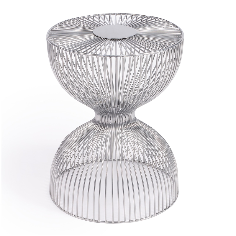 Home Square Modern Metal End Table in Silver Finish - Set of 2