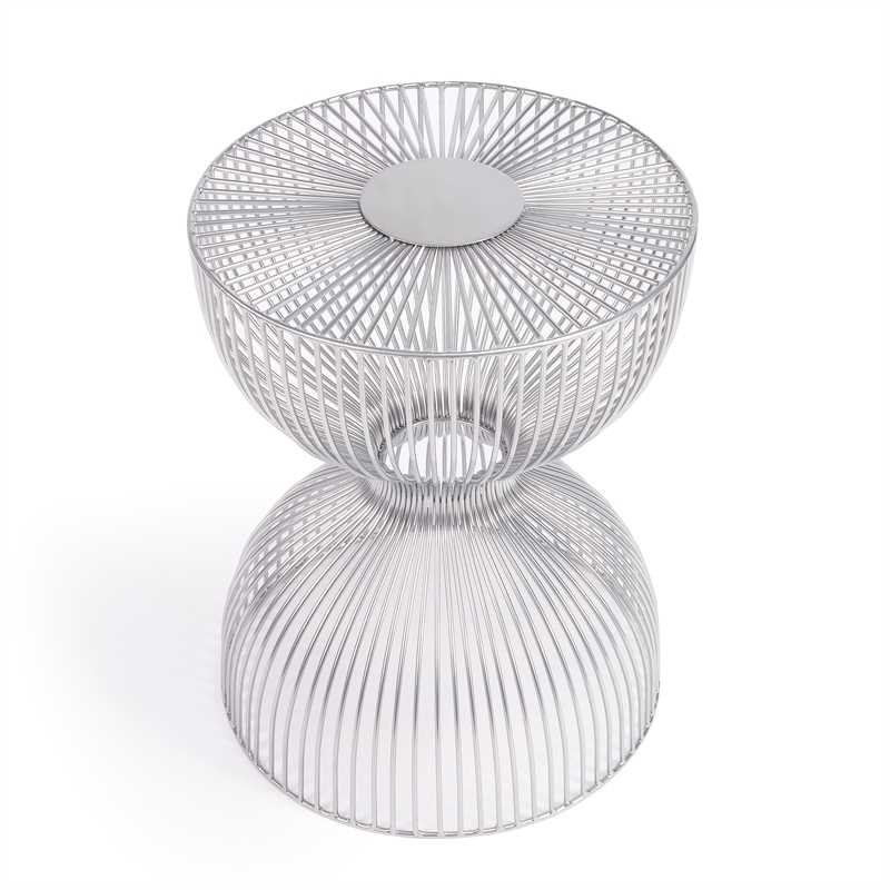 Home Square Modern Metal End Table in Silver Finish - Set of 2