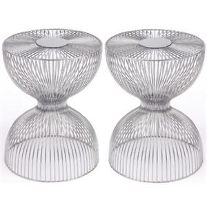 Home Square Modern Metal End Table in Silver Finish - Set of 2