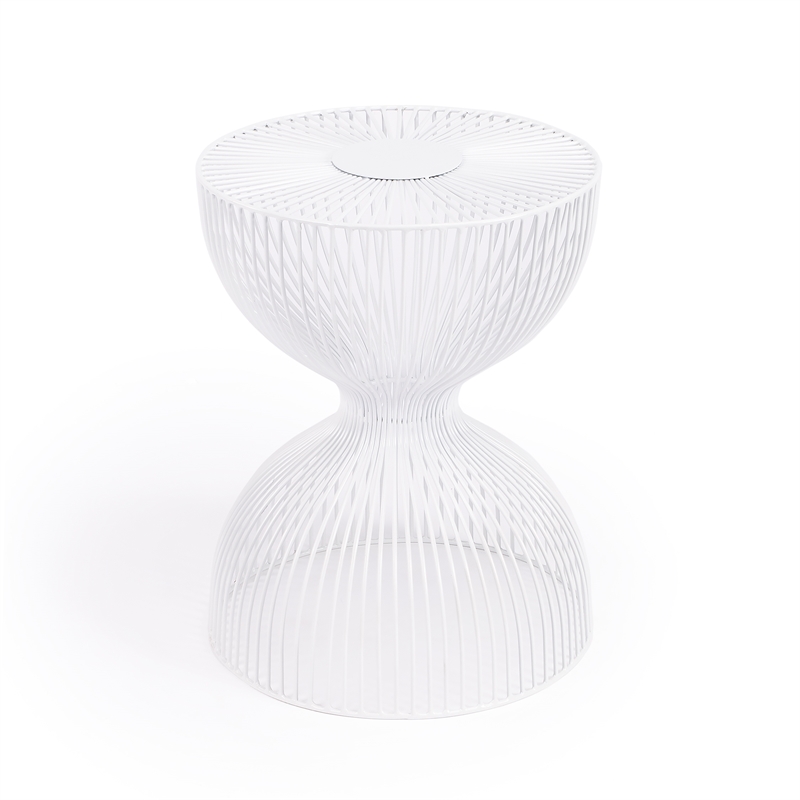 Home Square Modern Metal End Table in White Finish - Set of 2