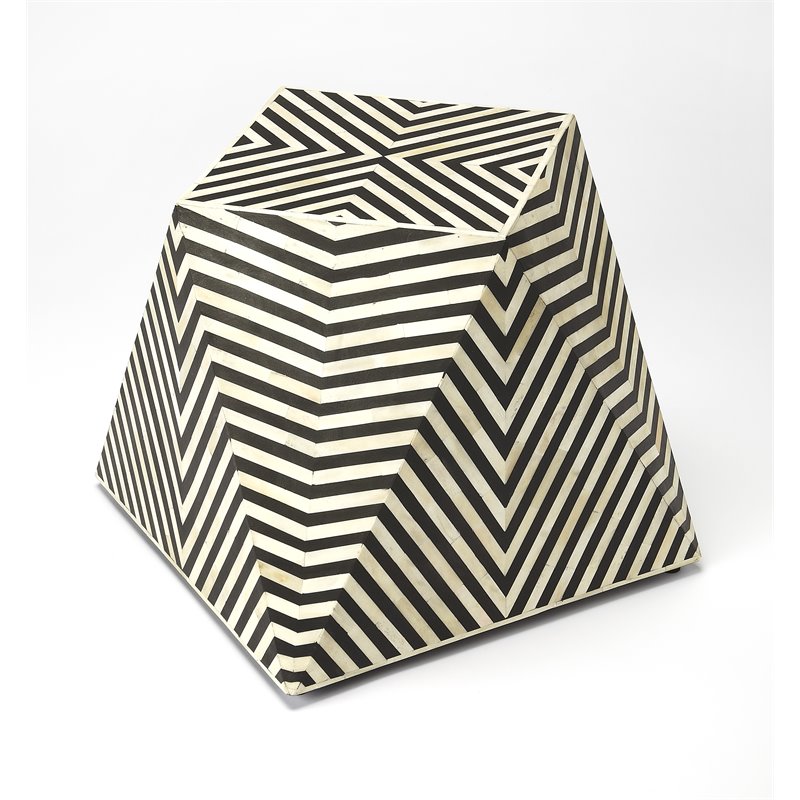 Home Square Bone Inlay Accent Table in Black Finish - Set of 2