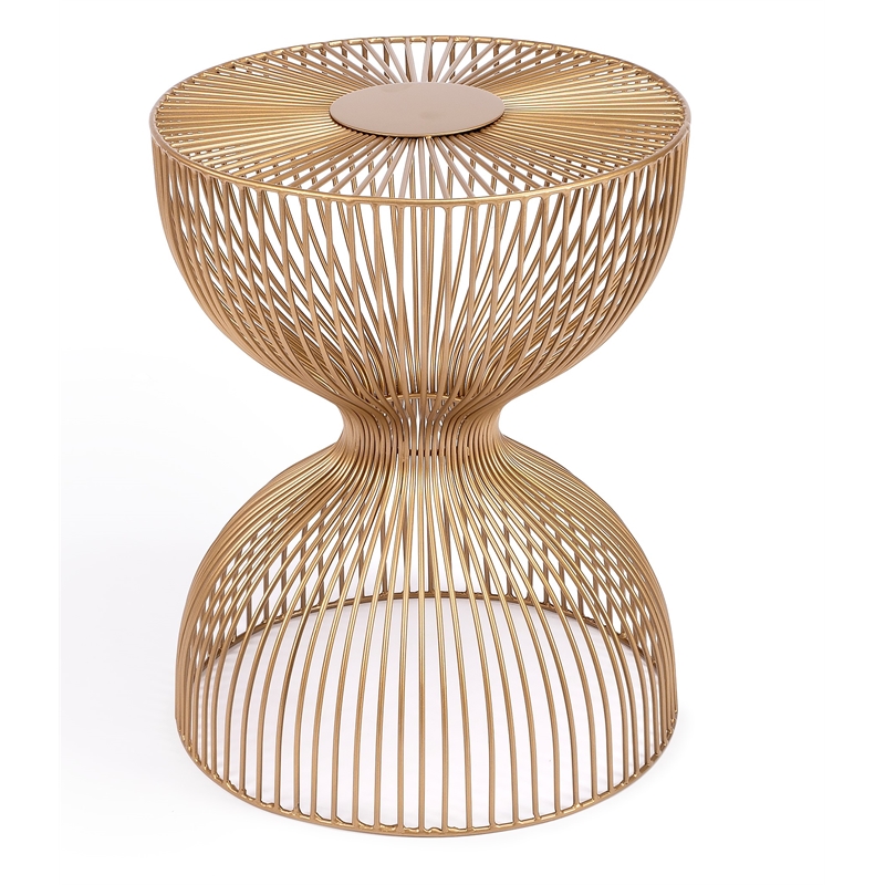 Home Square Modern Metal End Table in Gold Finish - Set of 2