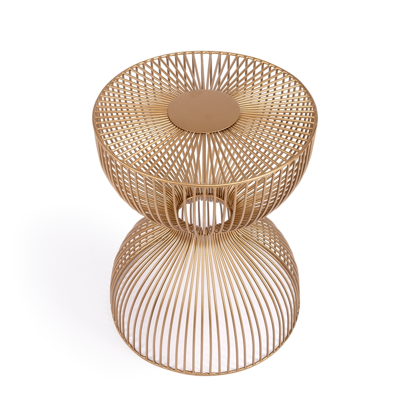 Home Square Modern Metal End Table in Gold Finish - Set of 2