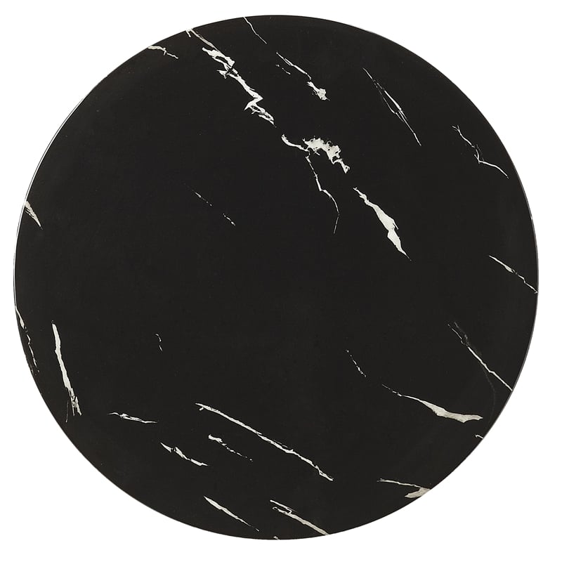 Home Square Transitional Marble Accent Table in Black and Gold - Set of 2