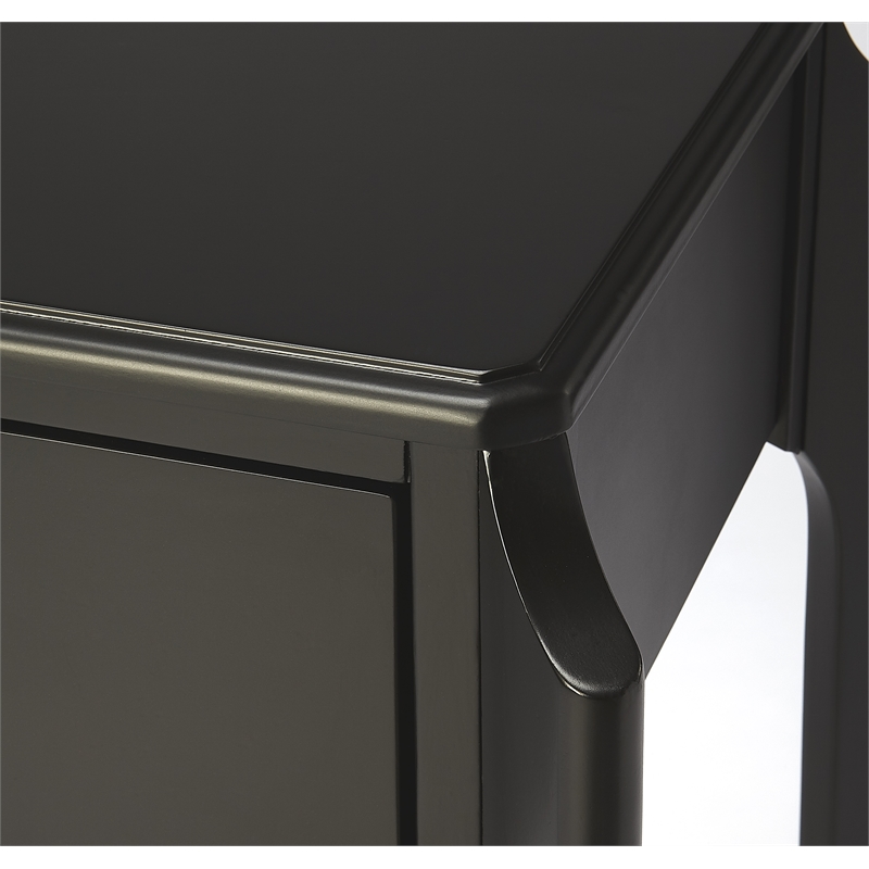 Home Square Transitional Rubberwood Nightstand in Black - Set of 2